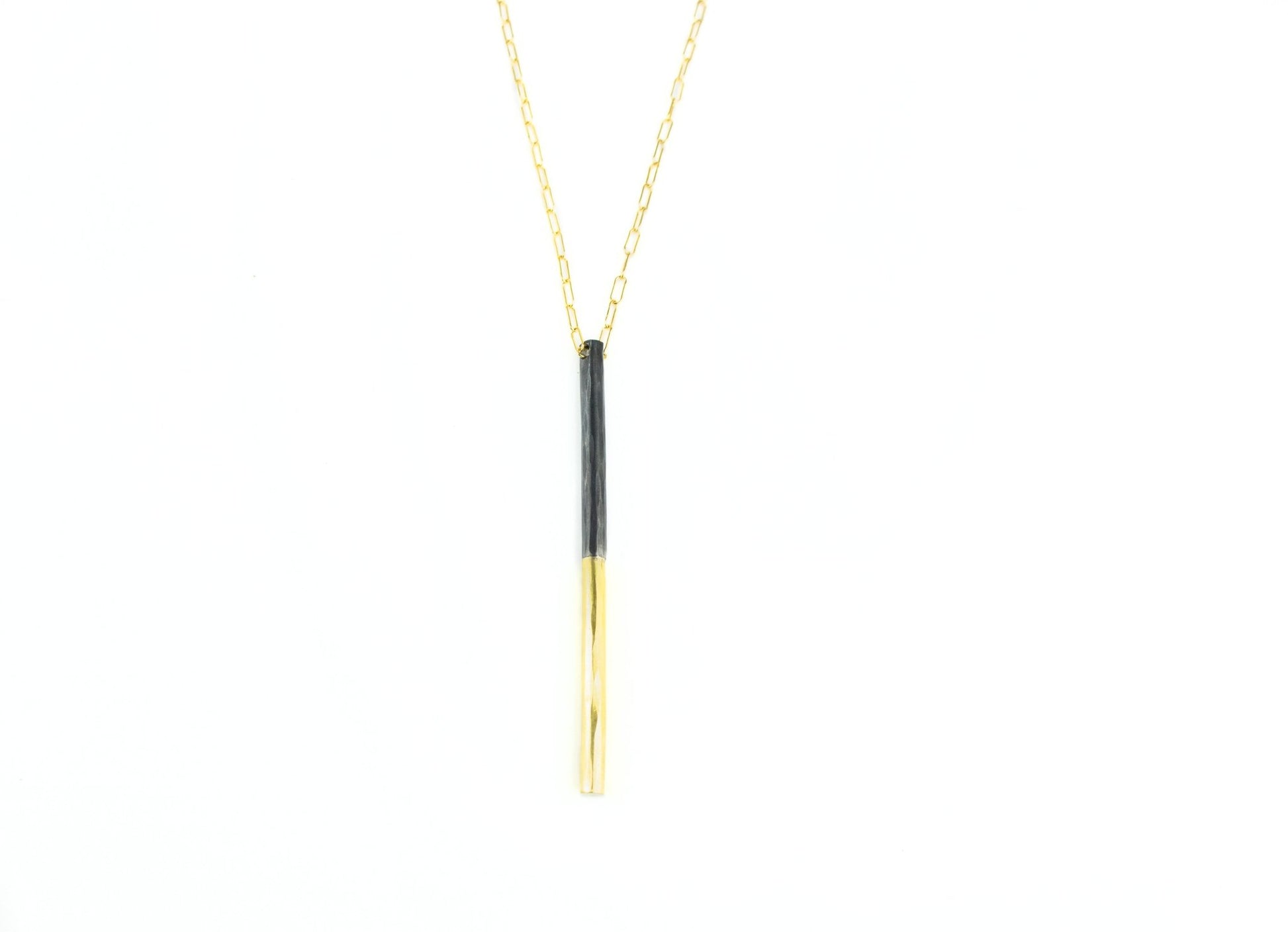 Gold Two Tone Bar Necklace -necklace- Lindsey Snell