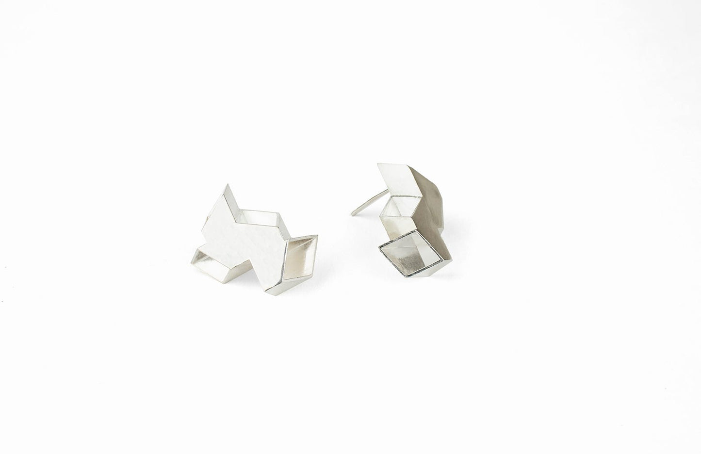 Double Origami Earrings Silver -earrings- Lindsey Snell
