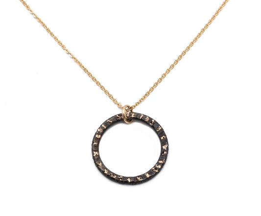 Gold Gravel Circle Pendant -necklace- Lindsey Snell