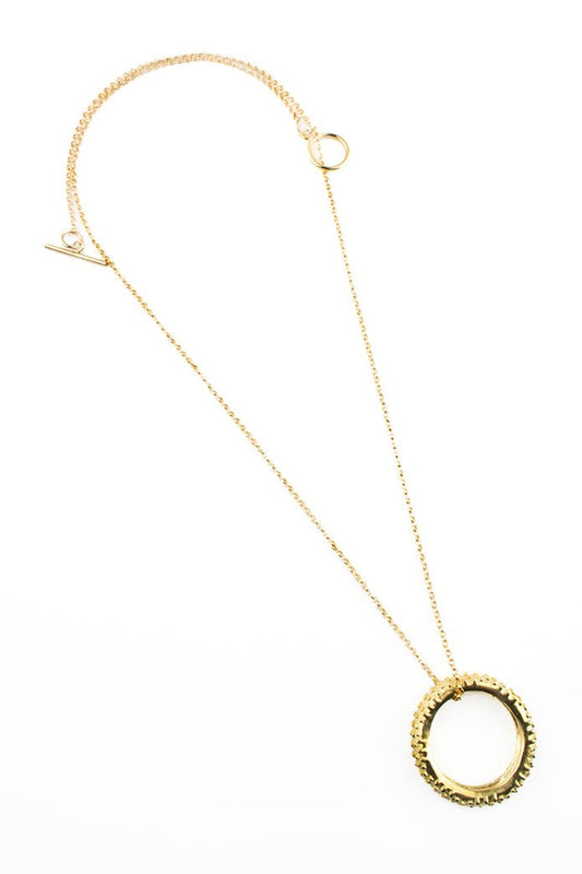Gold Knobby Tire Charm Necklace -necklace- Lindsey Snell