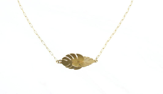 Gold Mini Monstera Necklace -necklace- Lindsey Snell