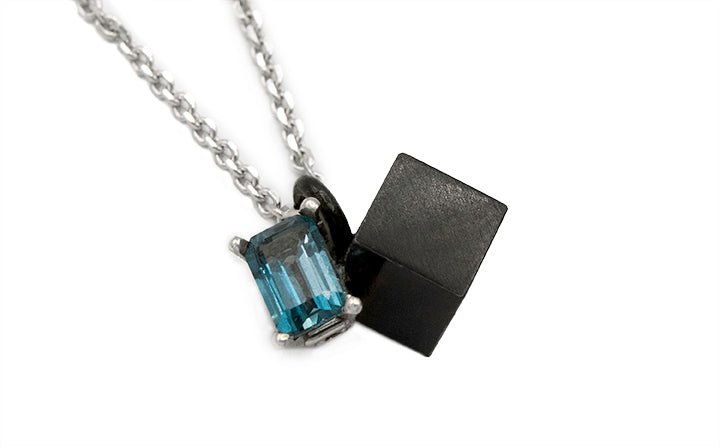 Intersection Necklace in White Gold with Blue Topaz -- Lindsey Snell