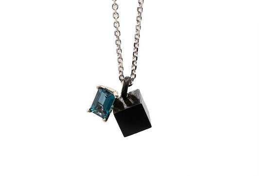Intersection Necklace in White Gold with Blue Topaz -- Lindsey Snell